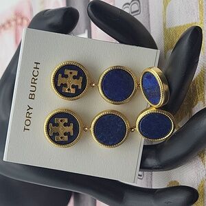 Tory Burch Gold and Navy Drop Earrings